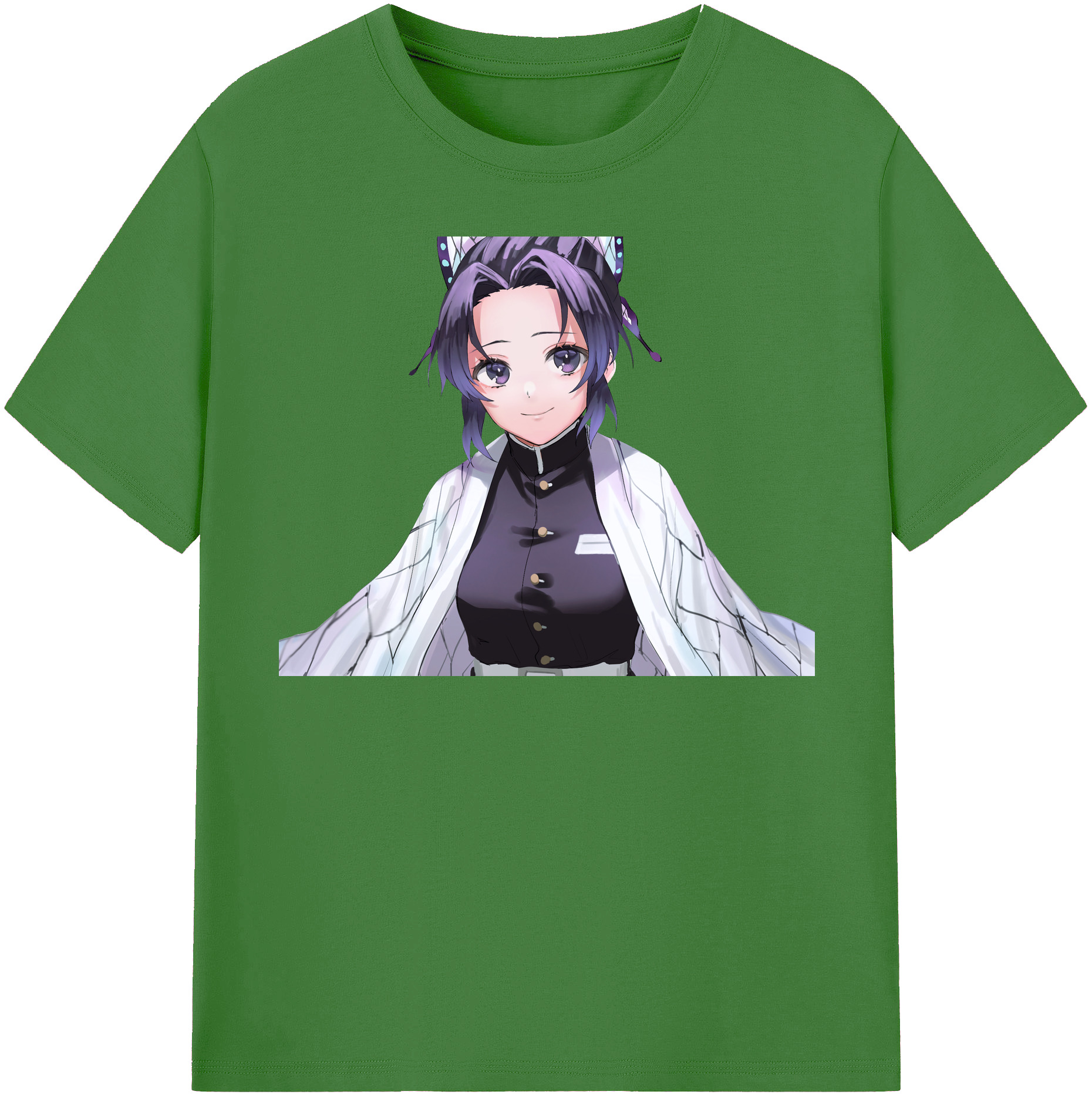 （画像用） 鬼滅の刃（きめつのやいば）蟲柱-胡蝶 しのぶ／こちょう しのぶ Kochou Shinobu レディースカジュアルプリントTシャツ（綿100％）